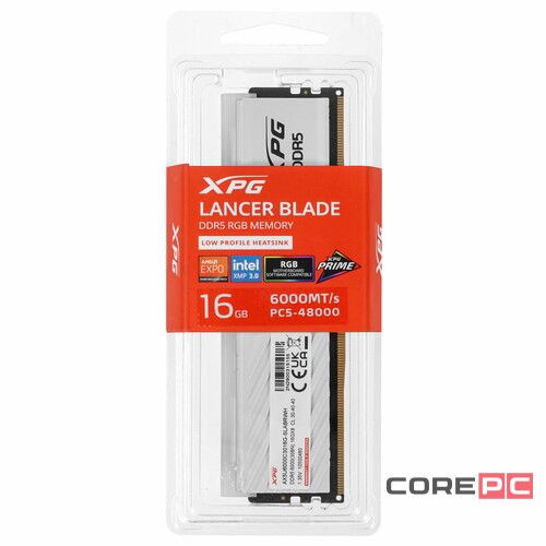 Оперативная память 16 Gb 6000 MHz ADATA XPG LANCER Blade RGB White (AX5U6000C3016G-SLABRWH)