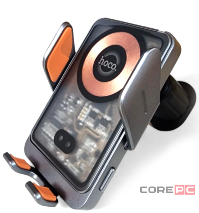 Держатель в автомобиль в воздуховод c беспроводной зарядкой Hoco HW7 15W черный