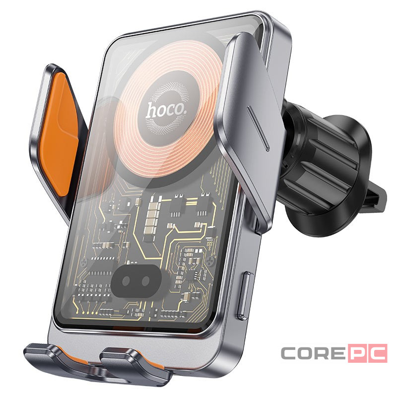 Держатель в автомобиль в воздуховод c беспроводной зарядкой Hoco HW7 15W черный
