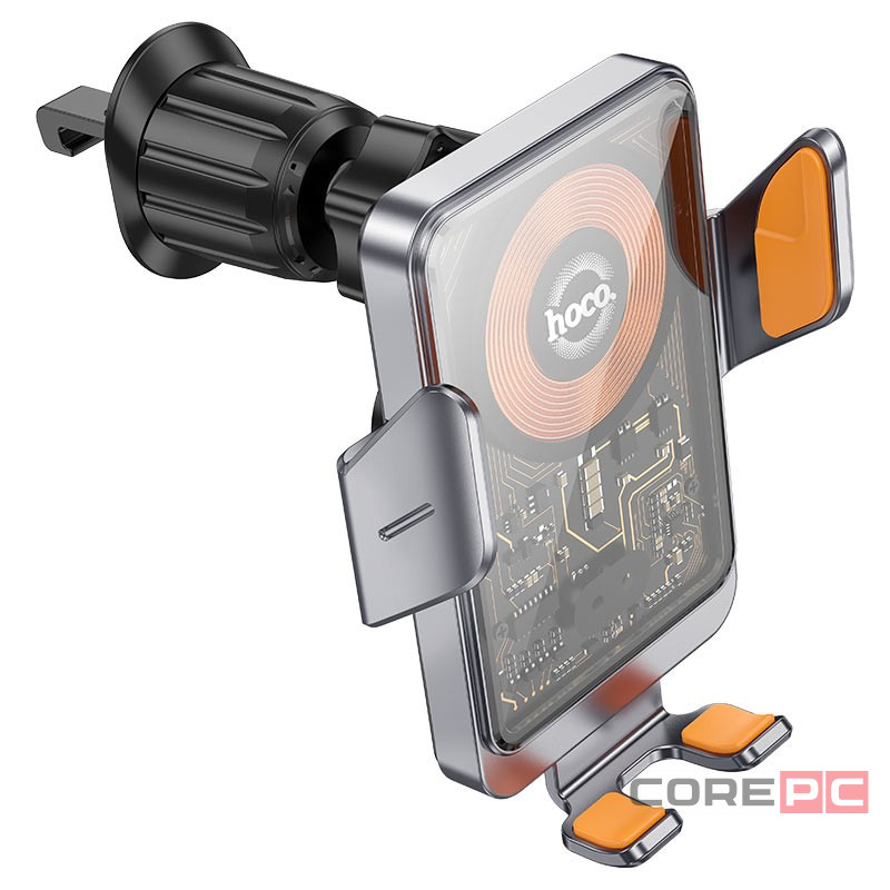 Держатель в автомобиль в воздуховод c беспроводной зарядкой Hoco HW7 15W черный