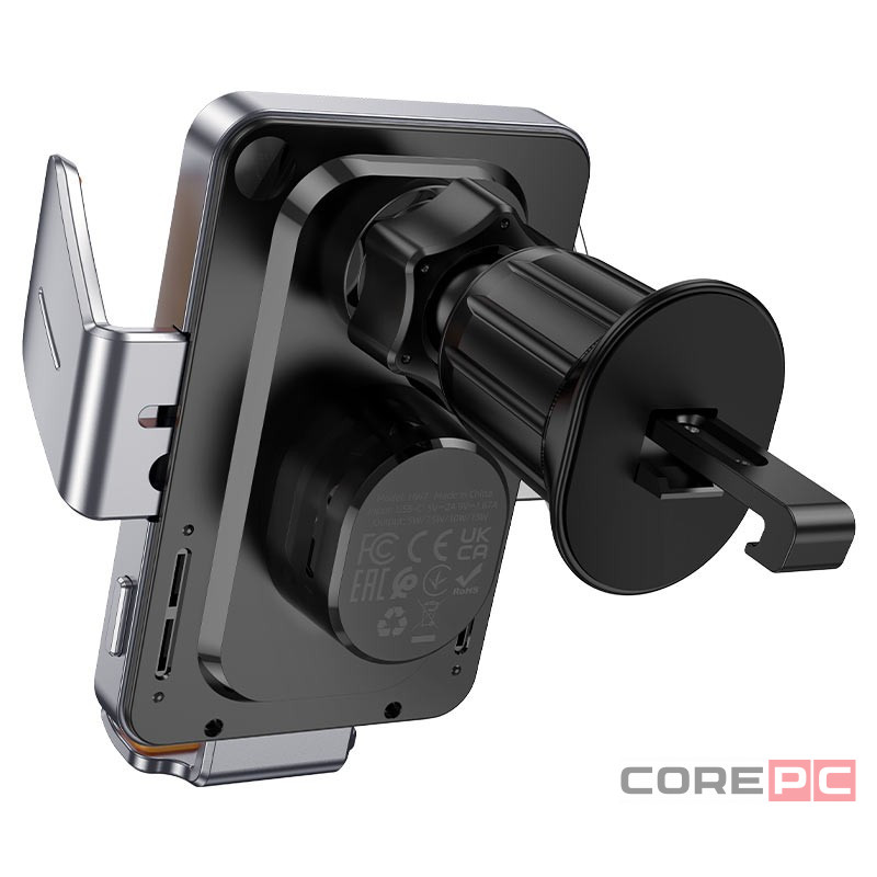 Держатель в автомобиль в воздуховод c беспроводной зарядкой Hoco HW7 15W черный