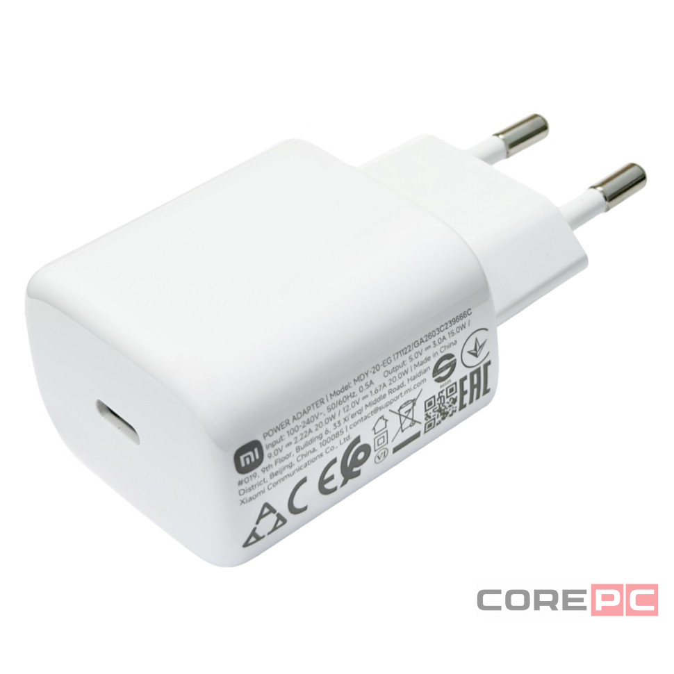 Сетевое зарядное устройство Xiaomi MI 20W Charger 1USB-C 20W (MDY-20-EG) белое