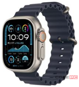 Apple Watch Ultra 2 (2024) 49mm Natural Titanium Case with Navy Ocean Band (One Size)