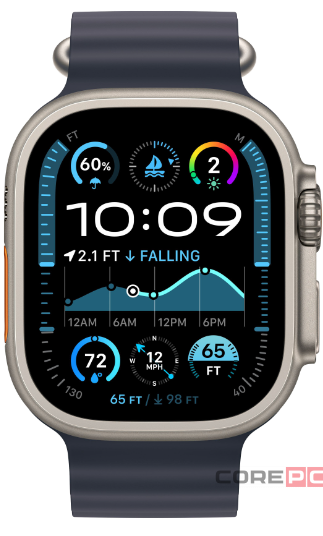 Apple Watch Ultra 2 (2024) 49mm Natural Titanium Case with Navy Ocean Band (One Size)