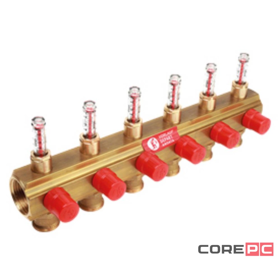 Коллектор Giacomini с отсечными клапанами и расходомерами 1quot; x 18 /12, R553MY012