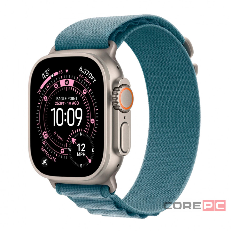 Apple Watch Ultra 3 49mm Natural Titanium Case with Light Blue Alpine Loop (L)