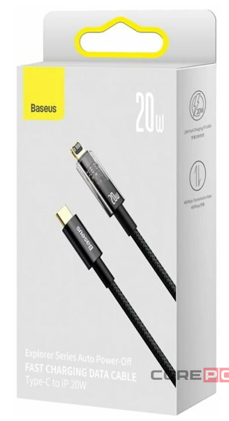 Кабель-зарядка Type-C на Lightning Baseus Explorer 20W 2м (CATS000101) черный
