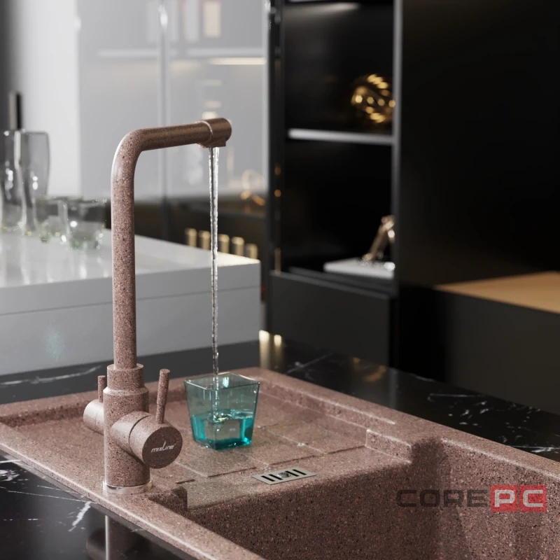 Смеситель для кухни MIXLINE МЛ-ГС13/ML-GS13 (307), рычажное управление, цвет терракотовый