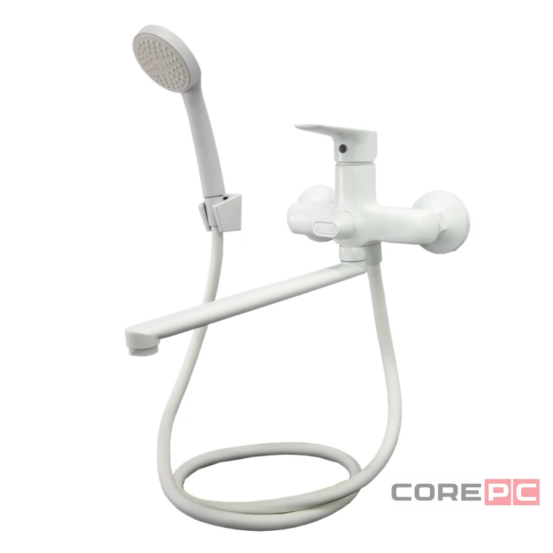 Смеситель для ванны и раковины MIXLINE МЛ14-02Б, рычажное управление, цвет белый