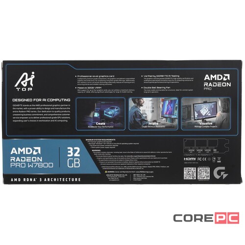 Видеокарта Gigabyte (W7800 AI TOP 32G) Radeon PRO W7800 32GB AI TOP BLOWER
