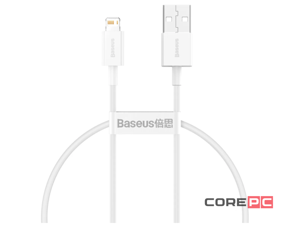 Кабель Baseus Superior Series 2.4A (USB) на (Lightning) (CALYS-02) 25см силикон (белый)
