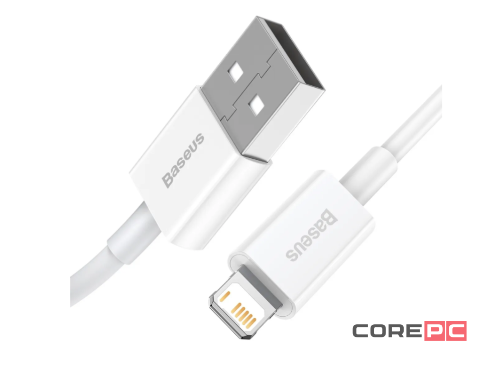 Кабель Baseus Superior Series 2.4A (USB) на (Lightning) (CALYS-02) 25см силикон (белый)