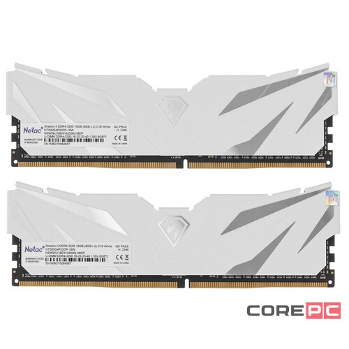 Оперативная память 16 Gb 3200 MHz NETAC SHADOW II White (NTSWD4P32DP-16W)