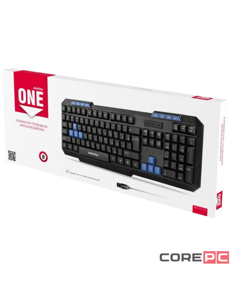 Клавиатура проводная мультимедийная Smartbuy ONE 221 USB, (SBK-221U-K) черная