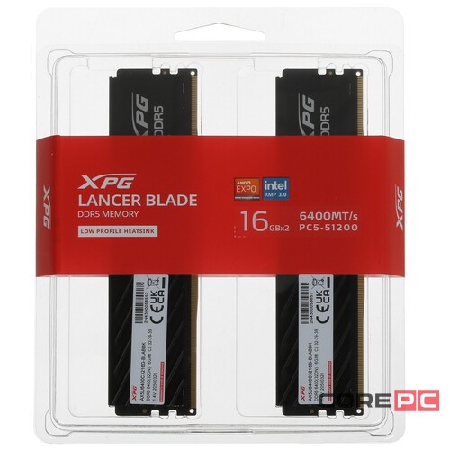 Оперативная память 32 Gb 6400 MHz ADATA XPG LANCER Blade Black (AX5U6400C3216G-DTLABBK)
