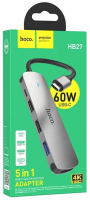 Кабель-переходник Hoco HB27 Type-C на HDMI/USB3.0/USB2.0/USB-C серый