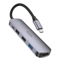Кабель-переходник Hoco HB27 Type-C на HDMI/USB3.0/USB2.0/USB-C серый