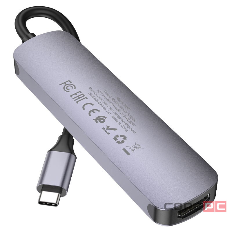 Кабель-переходник Hoco HB27 Type-C на HDMI/USB3.0/USB2.0/USB-C серый