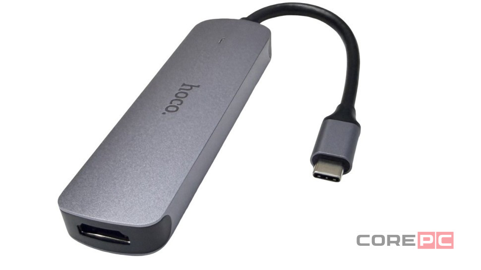 Кабель-переходник Hoco HB27 Type-C на HDMI/USB3.0/USB2.0/USB-C серый