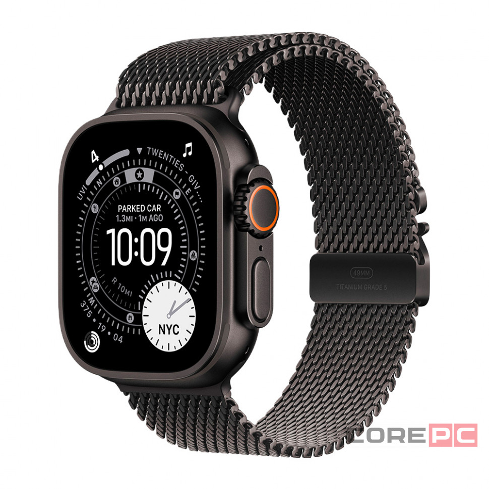 Apple Watch Ultra 3 49mm Black Titanium Case with Black Titanium Milanese Loop (S)