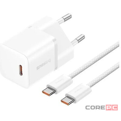 Сетевое зар. устр. Baseus GaN5 Mini 1C кабель Type-C на Type-C 20W P10110900213-01 белое