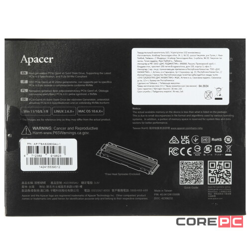 Твердотельный накопитель Apacer 1000 Gb AS2280Q4 AP1TBAS2280Q4U-1