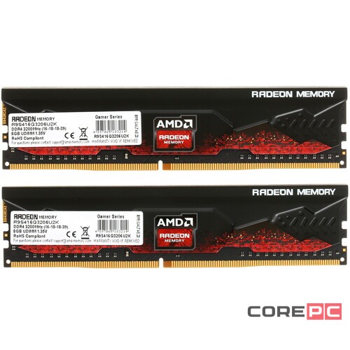 Оперативная память 16 Gb 3200 MHz AMD R9 GAMERS SERIES Black (R9S416G3206U2K)