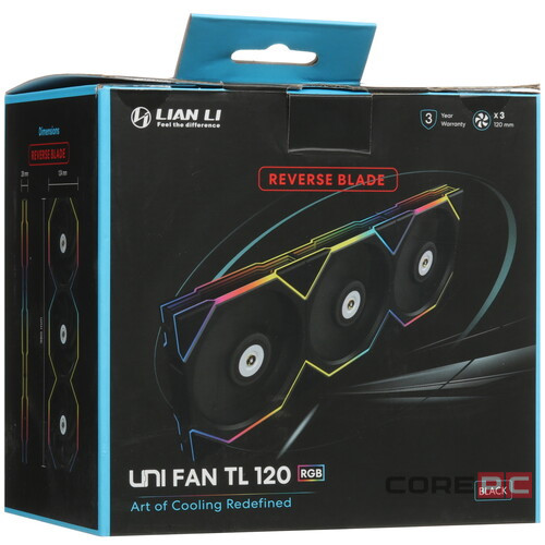 Комплект вентиляторов для корпуса Lian Li UNI FAN TL LED 120 Reverse ARGB Black (G99.12RTL3B.R0)