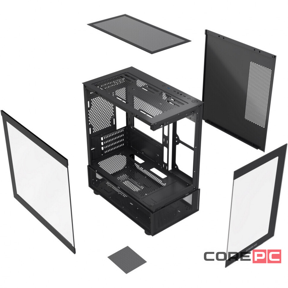 Компьютерный корпус Powercase Vision Micro M2 TG Black (CVMBM2-L0)