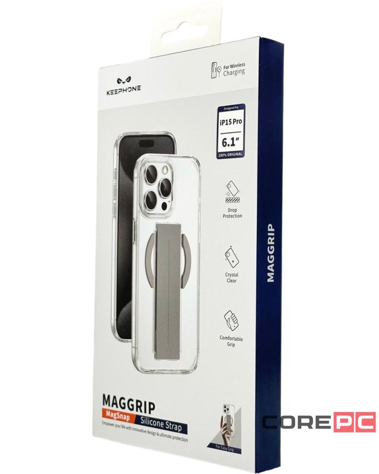 Накладка для i-Phone 15 Pro Keephone Maggrip MagSnap прозрачный серый