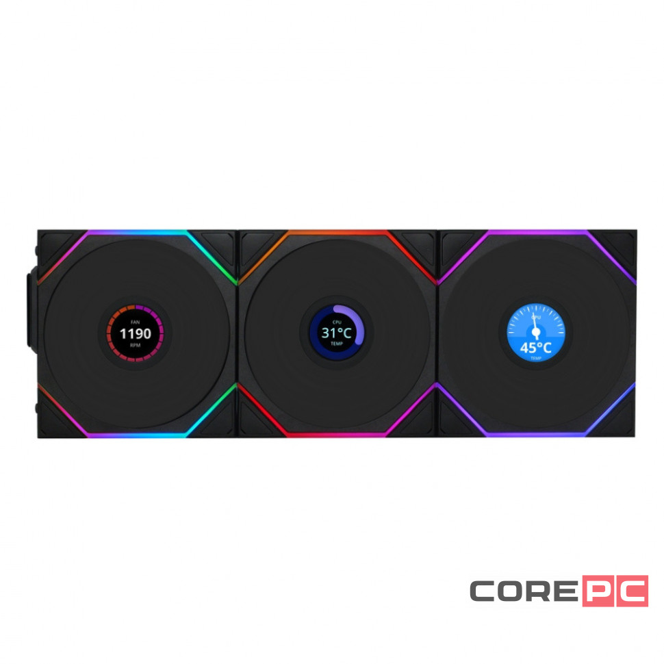 Комплект вентиляторов для корпуса Lian Li UNI FAN TL WIRELESS LCD 120 Reverse Blade Black (G99.12RTLLCD1W3B.R0)
