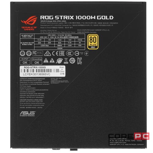 Блок питания ASUS 1000W ROG-STRIX-1000G (90YE00A5-B0NA00)