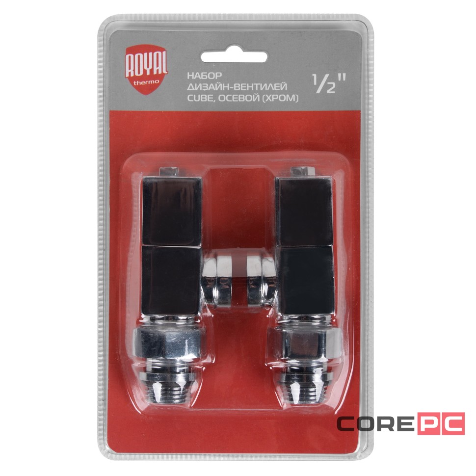 Набор дизайн-вентилей CUBE, осевой (хром) 1/2quot;