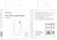Кабель-переходник Hoco LS34 Lightning (папа) на AUX 3.5мм (мама) белый
