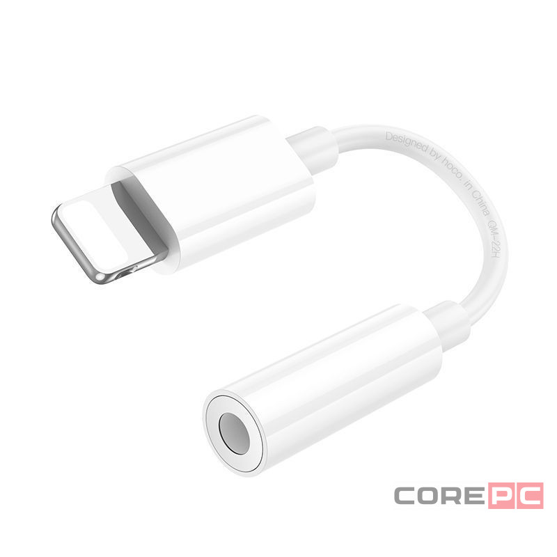 Кабель-переходник Hoco LS34 Lightning (папа) на AUX 3.5мм (мама) белый