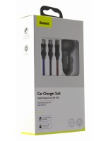 Автомобильное заряд. устр. Baseus Digital Display 2USB 2.4A с каб. 3в1 TZCCBX-0G серое