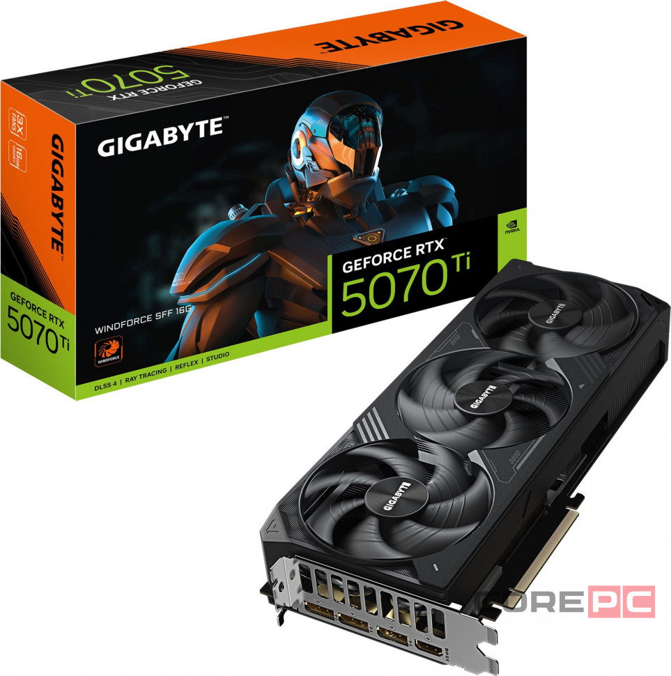 Видеокарта Gigabyte (GV-N507TWF3-16GD) GeForce RTX 5070 Ti 16GB WINDFORCE SFF