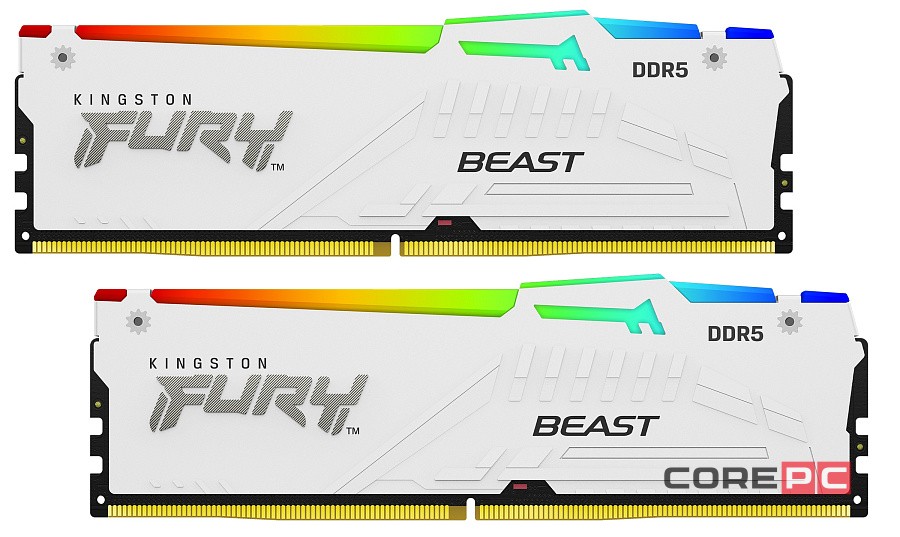 Оперативная память 32 Gb 5200 MHz Kingston FURY Beast RGB White (KF552C40BWAK2-32)