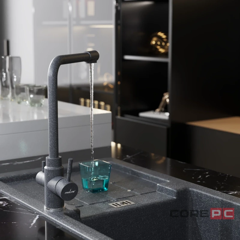 Смеситель для кухни MIXLINE МЛ-ГС13/ML-GS13 (309), рычажное управление, цвет темно-серый