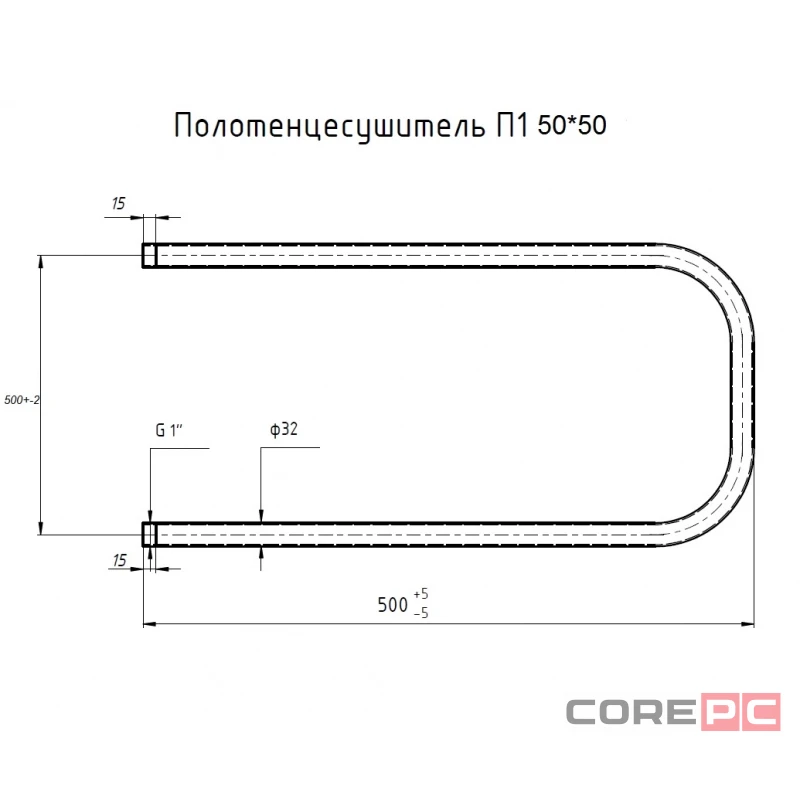 Водяной полотенцесушитель MIXLINE Серия СИМПЛ П ML-557097, нержавеющая сталь, м-образная форма