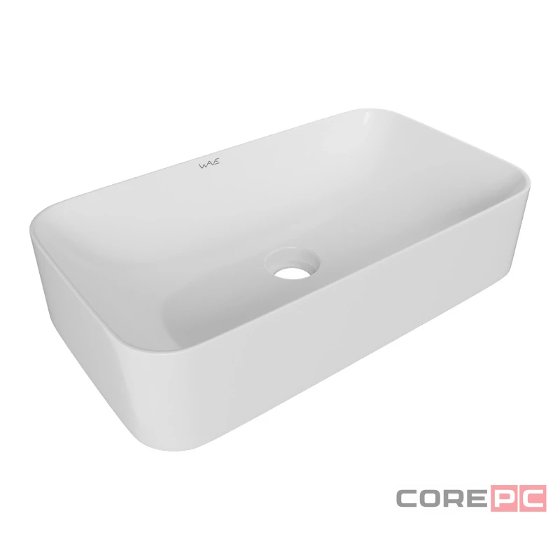 Раковина накладная на столешницу WAVE WAVE 552550, фарфор, прямоугольная, белый