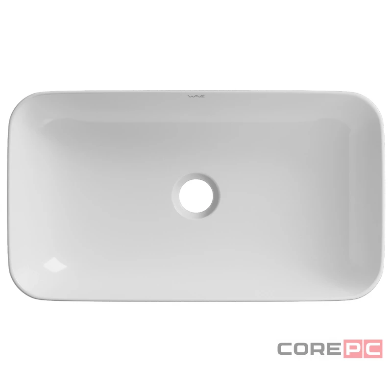 Раковина накладная на столешницу WAVE WAVE 552550, фарфор, прямоугольная, белый