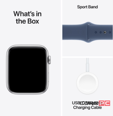 Apple Watch SE (2024) 44mm Silver Aluminium Case with Denim Sport Band (S/M)