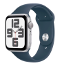 Apple Watch SE (2024) 44mm Silver Aluminium Case with Denim Sport Band (S/M)