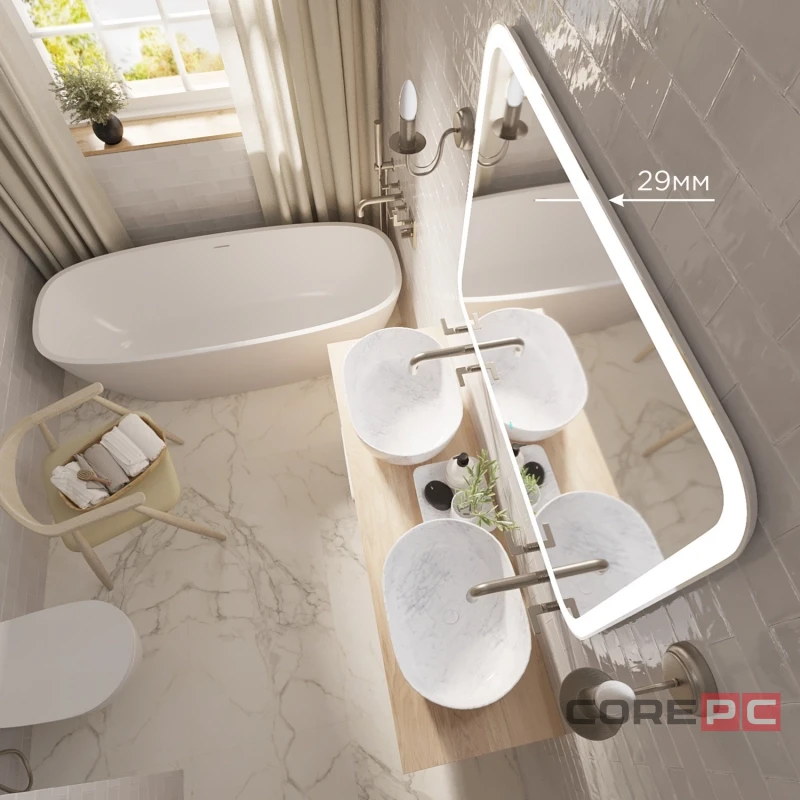 Зеркало MIXLINE Стив-2 1000х800 (ШВ) сенсорный выключатель, двойной подогрев