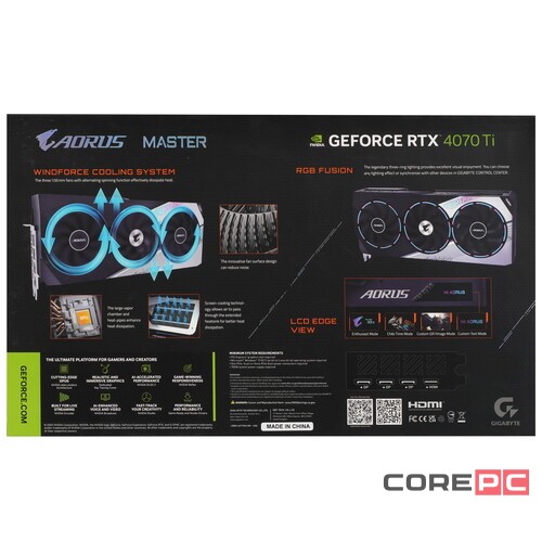 Видеокарта Gigabyte (GV-N407TAORUS M-12GD) GeForce RTX 4070 Ti 12GB AORUS MASTER
