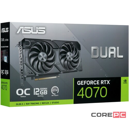 Видеокарта ASUS (DUAL-RTX4070-O12G) GeForce RTX 4070 12GB DUAL OC 90YV0IZ2-M0NA00