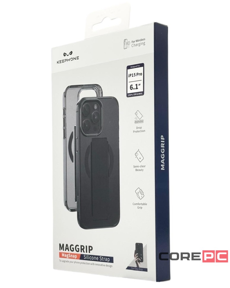 Накладка для i-Phone 15 Pro Keephone Maggrip MagSnap матовый прозрачный черный