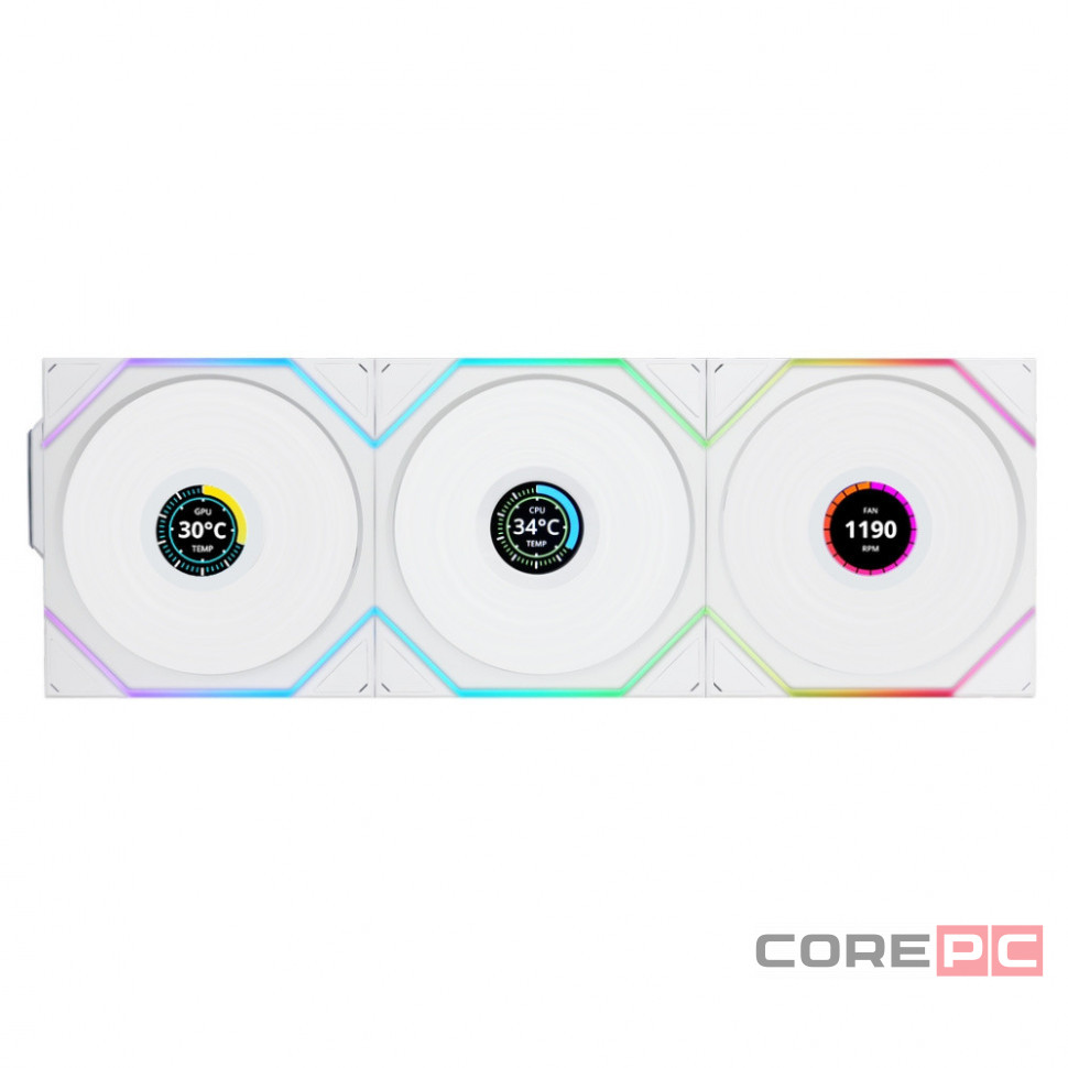 Комплект вентиляторов для корпуса Lian Li UNI FAN TL WIRELESS LCD 120 Reverse Blade White (G99.12RTLLCD1W3W.R0)