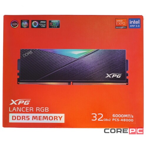 Оперативная память 64 Gb 6000 MHz ADATA XPG LANCER RGB Black (AX5U6000C3032G-DCLARBK)
